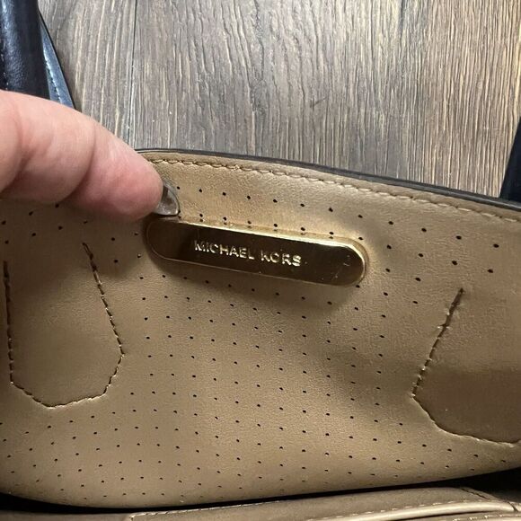 Michael Kors Mercer Perforated Leather Crossbody Bag-Navy - Picture 8 of 9